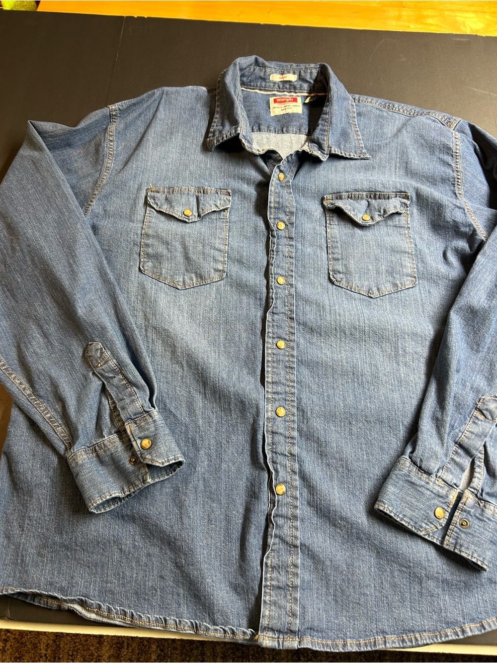 Vintage‎ Wrangler Men's Denim Button-Down Shirt - Blue, 2XL